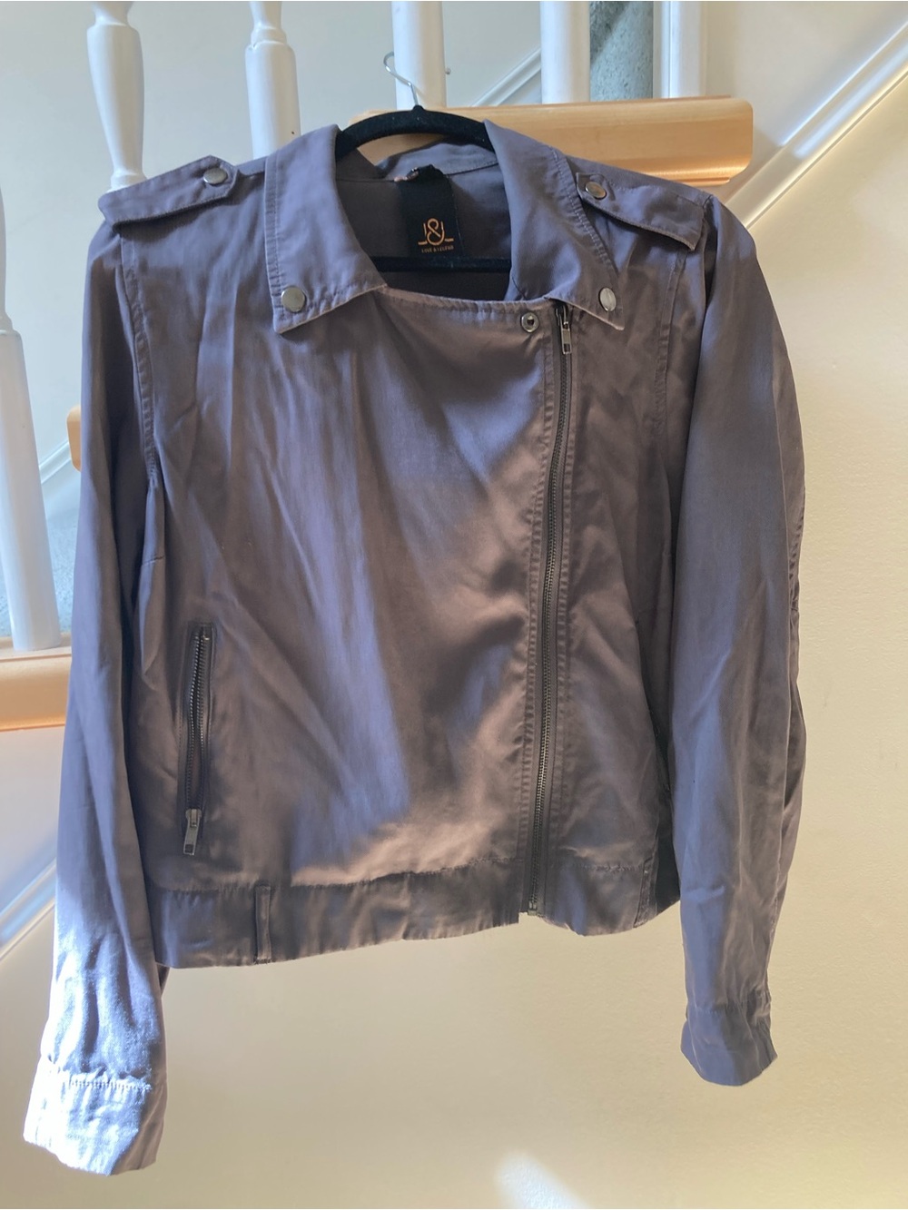 Love & Legend Women's Slate Grey Asymmetrical Bomber Jacket